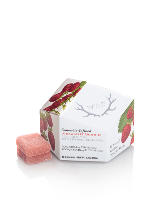 Strawberry 20:1 CBD:THC Hybrid Enhanced Gummies | 200mg | 10ct | 20mg/ea