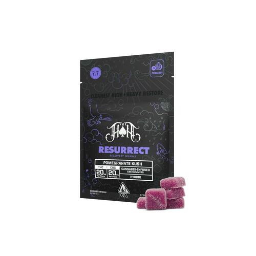 Resurrect | Pomegranate Kush 1:1 THC:CBG Gummies | 100mg | 5ct | 20mg/ea