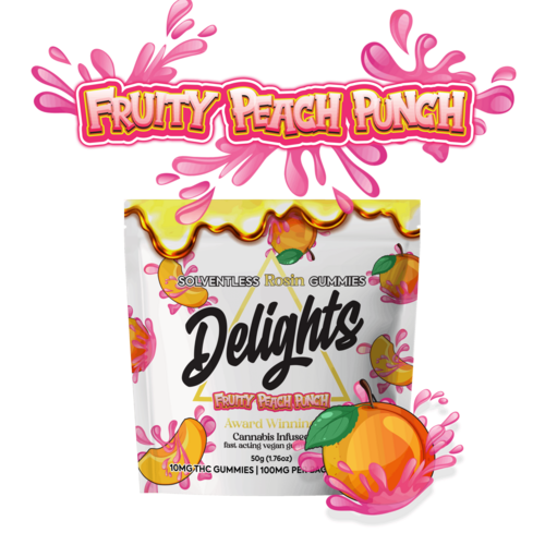 Fruity Peach Punch Delights Rosin Infused Gummies