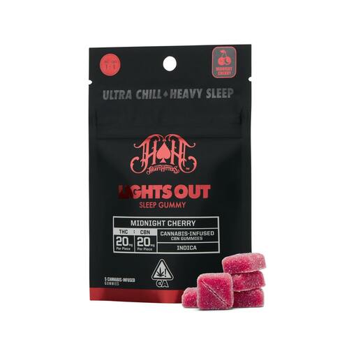 Lights Out | Midnight Cherry 1:1 THC:CBN Gummies | 100mg | 5ct | 20mg/ea