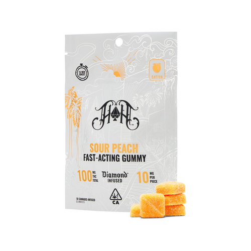 Fast-Acting | Sour Peach Gummies | 100mg | 10ct | 10mg/ea